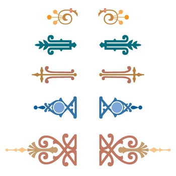 Vintage floral calligraphic floral vignette scroll corners ornamental design elements set isolated illustration vector
