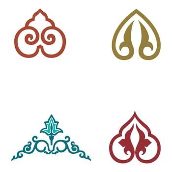 Vintage floral calligraphic floral vignette scroll corners ornamental design elements set isolated illustration vector
