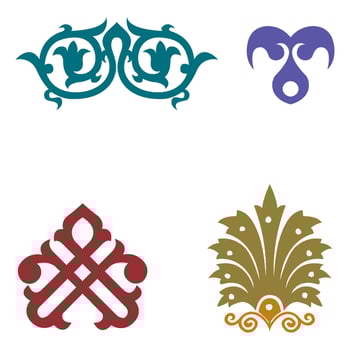 Vintage floral calligraphic floral vignette scroll corners ornamental design elements set isolated illustration vector