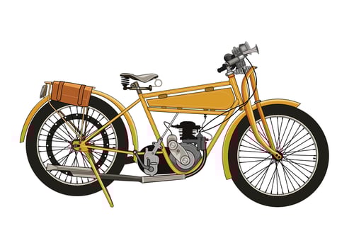 simple yellow vintage motorbike vector isolated for background design.
