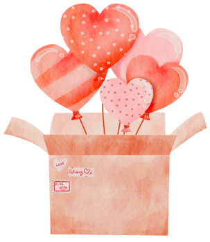 watercolor balloons in paper box png