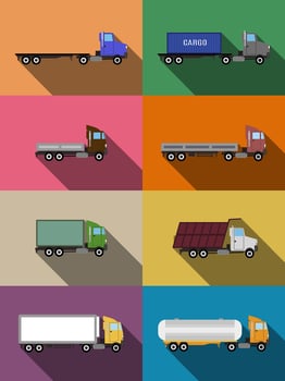 flat commercial vehicles set transportation concept illustration vector