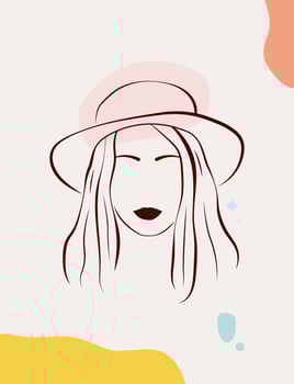Simple Line Background Woman With Hats Art vector