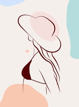 Simple Line Background Woman With Hats Art vector