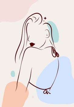 Short Hair Woman Simple Art Line Background vector