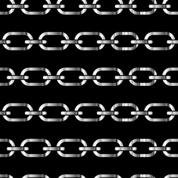 Silver pattern chains on a black background, Metal links repeat endlessly, Vector illustration