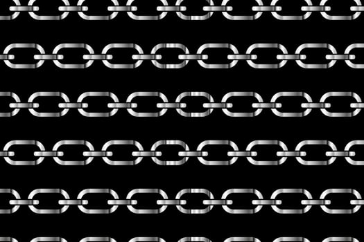 Silver pattern chains on a black background, Metal links repeat endlessly, Vector illustration