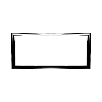 Grunge rectangular frame stamp. Ink empty black box. Rectangular border. Vector illustration isolated on white background