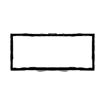 Grunge rectangular frame stamp. Ink empty black box. Rectangular border. Vector illustration isolated on white background