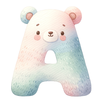 AI generated Watercolor baby bear alphabet In pastel color png