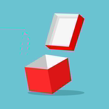 Open the red box. Surprising gift. unusual experience. special celebration. birthday party vector