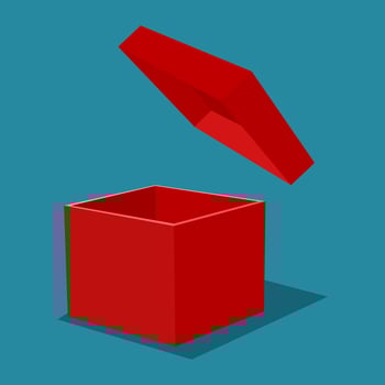 Open the red gift box. Isolated on background Vector illustration
