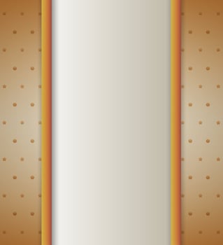 White vertical text place with gold ribbons at cream background with dots and stars. template for birthday greetings christmas new year card. vector illustration