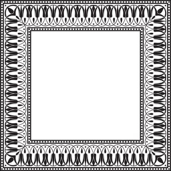 Vector monochrome black square classic greek meander ornament.