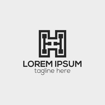 Creative H letter tech logo design concept isolated vector template for business illustration