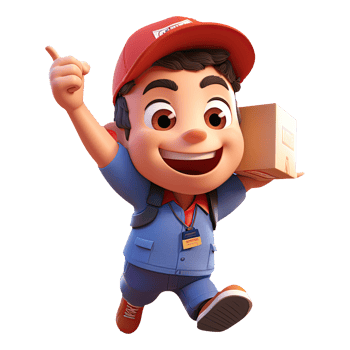 AI generated 3D cartoon happy delivery man character png
