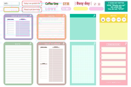 Digital planners colorful vector images
