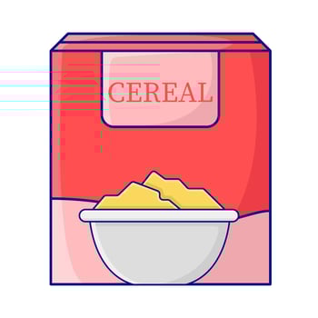 box cereal with cereal in bowl illustration vector
