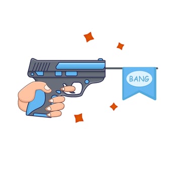 flag in shotgun with in hand illustration vector