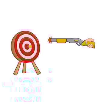 shotgun, bullet with arrow board illustration vector