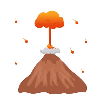 volcano lava fire with smoke illustration vector