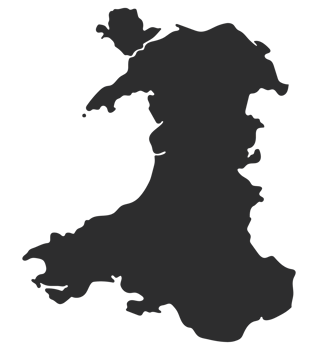 Wales map. Map of Wales in black color png
