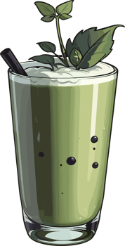 AI generated Matcha Drink in Glass Cup Image png