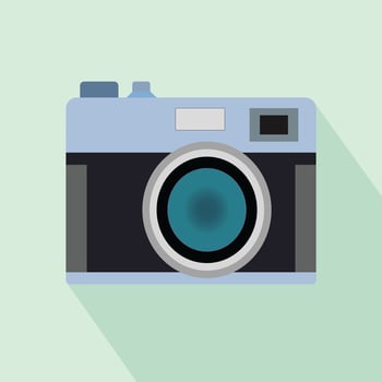 Camera with flash light vector isolated icon.Vintage photo camera icon, flat style Pro Vector illustration.
