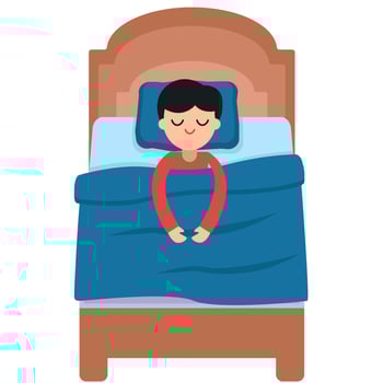 person sleep in single bed illustration vector