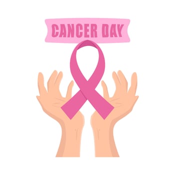 ribbon cancer day  in hand illustration vector