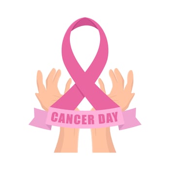 ribbon cancer day  in hand illustration vector