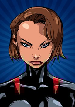 Superheroine Portrait Ray Light Vertical vector