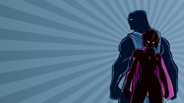 Superhero Couple Ray Light Silhouette vector