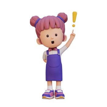 3D cute girl got an idea png
