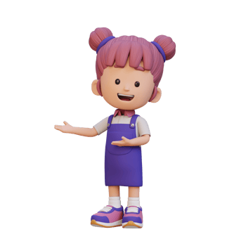 3D cute girl presenting pose png