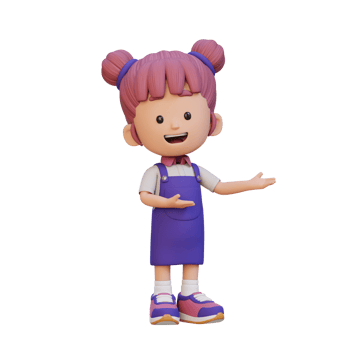 3D cute girl presenting pose png