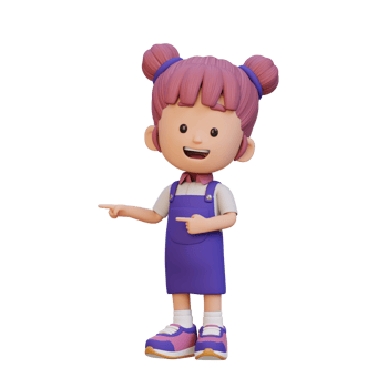 3D cute girl pointing hand to the side png