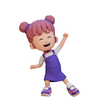 3D cute girl in happy pose png