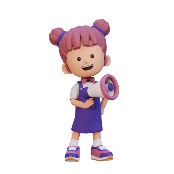 3D cute girl Character Holding a Megaphone png