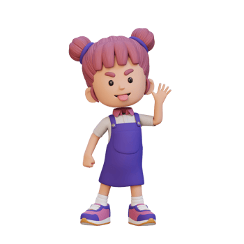 3D cute girl make fun of png