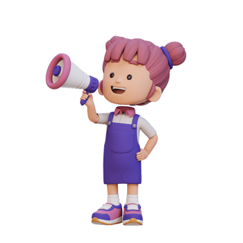 3D cute girl Character talking on Megaphone png