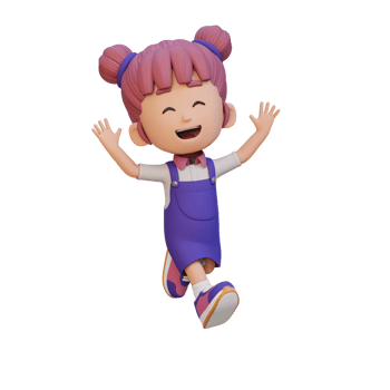 3D cute girl in jumping pose png