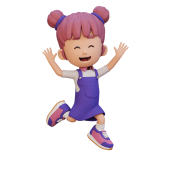 3D cute girl in jumping pose png