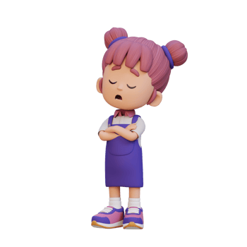 3D cute girl character rejection pose png