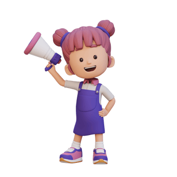 3D cute girl Character Holding a Megaphone png