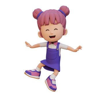 3D cute girl in jumping pose png