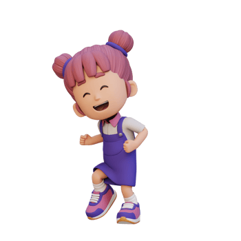 3D cute girl happy dancing png