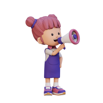 3D cute girl Character talking on Megaphone png