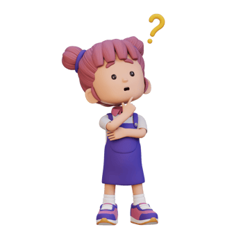 3D cute girl thinking clueless png