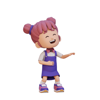 3D cute girl laughing png